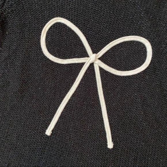 Lauren Conrad Black Sparkle Bow Crew Sweater M - Picture 8 of 13